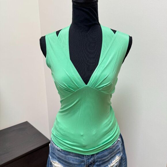 Vintage HAVE Tank Top | Y2K Deadstock Retro Green Tank Top w. Halter | Sz SM - Picture 2 of 8
